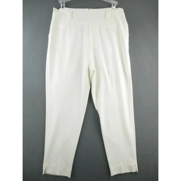 TopShop Pants Womens 10 White Slacks Relaxed Fit Tapered Stretch Casual - Picture 7 of 10